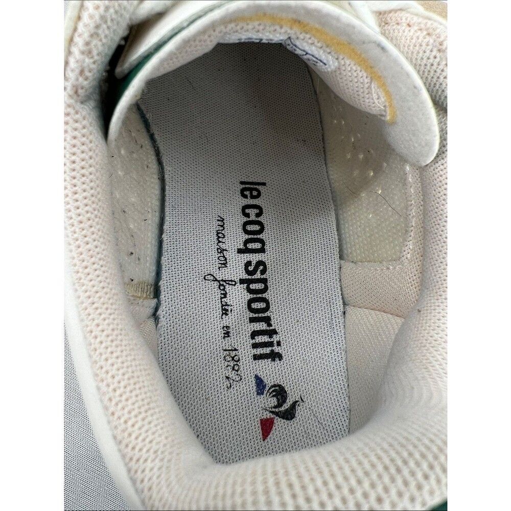 Le Coq Sportif White Sneakers with Green Heel Tab and Tricolor Lace Detail - Picture 7 of 9